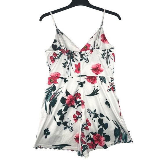 CBR Floral Print Womens Romper With Lace Hem & Adjustable Straps Large - Picture 2 of 12